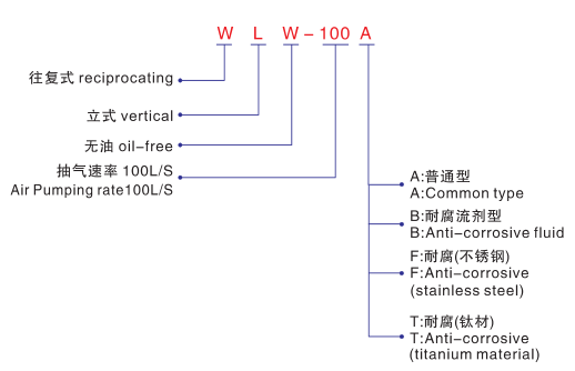 WLW無(wú)油立式真空泵-型號說(shuō)明